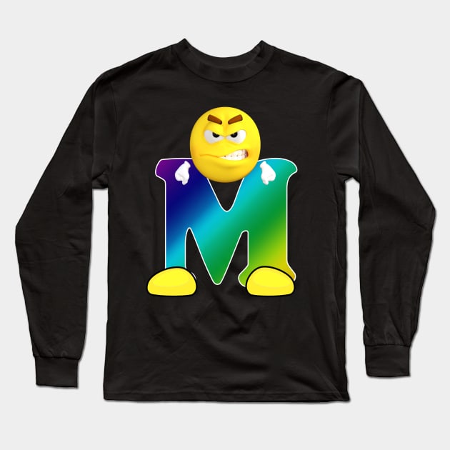 Letter M Alphabet Smiley Monogram Face Emoji Shirt for Men Women Kids Long Sleeve T-Shirt by PatrioTEEism